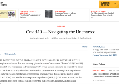 The overall clinical consequences of Covid-19 may ultimately be more akin to those of a severe seasonal influenza (which has a case fatality rate of approximately 0.1%) NEW ENGLAND JOURNAL OF MEDICINE, 26th March 2020